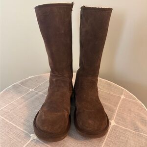 UGG Brown Tall Classic Zipper Suede Boot Size 9